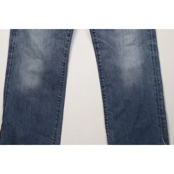 Vintage Y2K Lucky Brand Mens 32x32 Distressed Flared Wide Leg Denim Jeans Blue